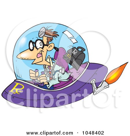 Royalty-Free (RF) Clip Art Illustration of a Cartoon Space Doctor by toonaday