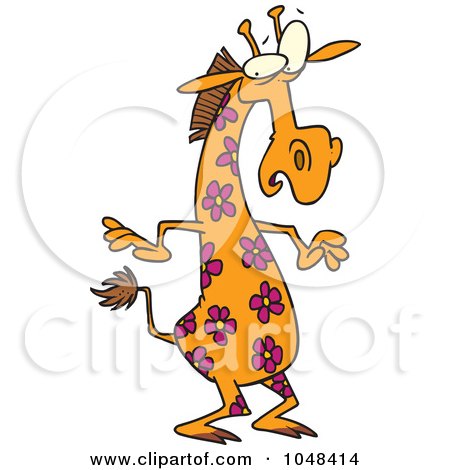 Royalty-Free (RF) Clip Art Illustration of a Cartoon Giraffe With Flower Spots by toonaday