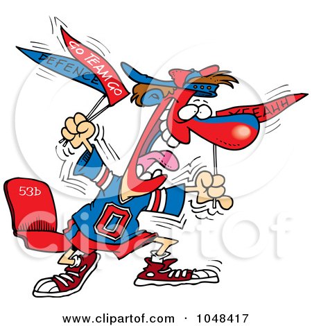 Royalty-Free (RF) Clip Art Illustration of a Cartoon Crazy Sports Fan by toonaday