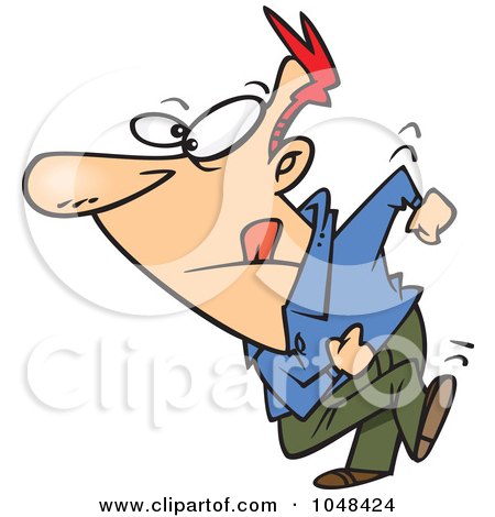 Royalty-Free (RF) Clip Art Illustration of a Cartoon Man Exiting Stage Right by toonaday