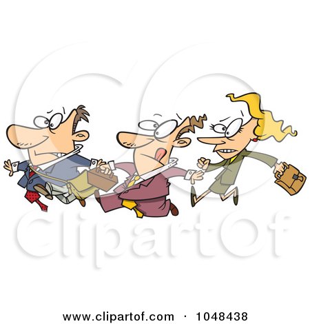 Royalty-Free (RF) Clip Art Illustration of a Cartoon Stampede Of Business People by toonaday