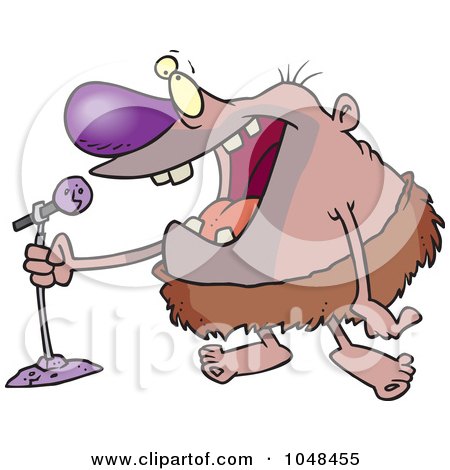 Royalty-Free (RF) Clip Art Illustration of a Cartoon Stand Up Comedian Caveman by toonaday