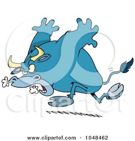 Royalty-Free (RF) Clip Art Illustration of a Cartoon Raging Bull by toonaday