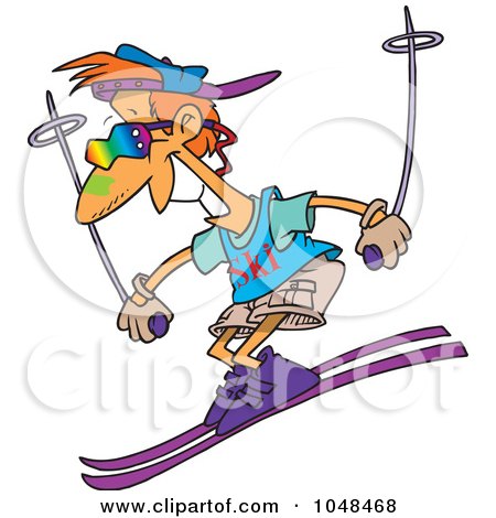 Royalty-Free (RF) Clip Art Illustration of a Cartoon Cool Skiing Guy by toonaday