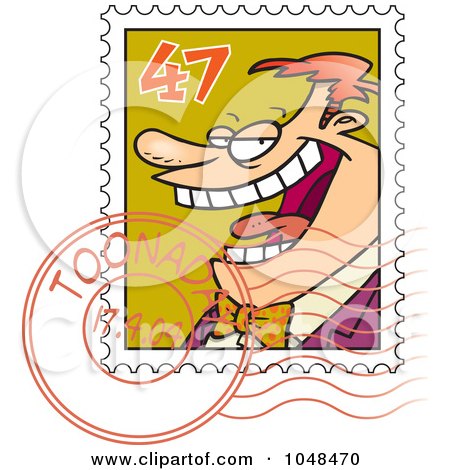 Royalty-Free (RF) Clip Art Illustration of a Cartoon Postmarked Stamp by toonaday