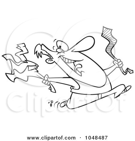 Royalty-Free (RF) Clip Art Illustration of a Cartoon Black And White Outline Design Of A Happy Man Ripping Off His Business Clothes For Spring Break by toonaday