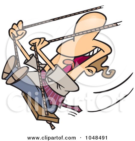 Royalty-Free (RF) Clip Art Illustration of a Cartoon Happy Businessman Swinging by toonaday