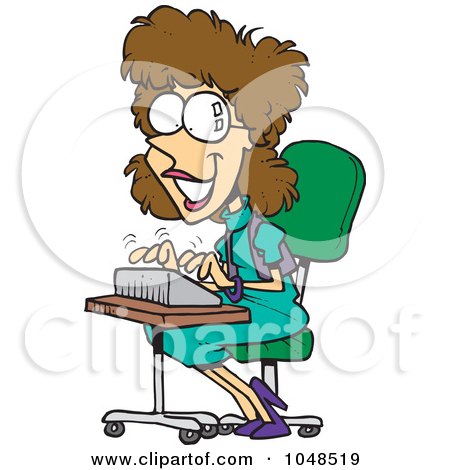 Royalty-Free (RF) Clip Art Illustration of a Cartoon Typing Stenographer by toonaday