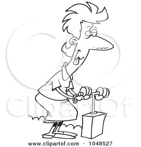 Royalty-Free (RF) Clip Art Illustration of a Cartoon Black And White Outline Design Of A Stressed Woman Using A Detonator by toonaday