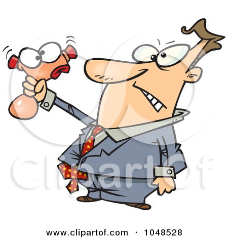 Royalty-Free (RF) Clip Art Illustration of a Cartoon Businessman Squeezing A Stress Toy by toonaday