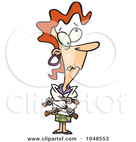 Royalty-Free (RF) Clip Art Illustration of a Cartoon Looney Woman In A Straight Jacket by toonaday