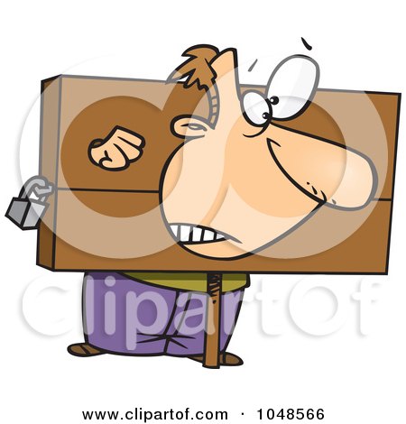 Royalty-Free (RF) Clip Art Illustration of a Cartoon Guy Being Punished In The Stocks by toonaday