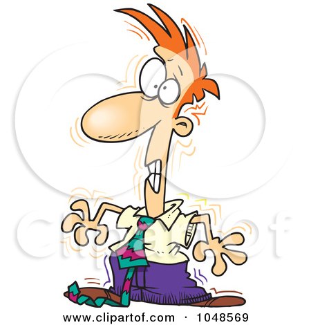 Royalty-Free (RF) Clip Art Illustration of a Cartoon Stressed Businessman Shaking by toonaday
