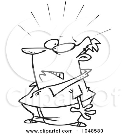 Royalty-Free (RF) Clip Art Illustration of a Cartoon Black And White Outline Design Of A Startled Man by toonaday