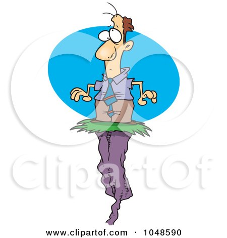 Royalty-Free (RF) Clip Art Illustration of a Cartoon Businessman Stranded On A High Cliff by toonaday