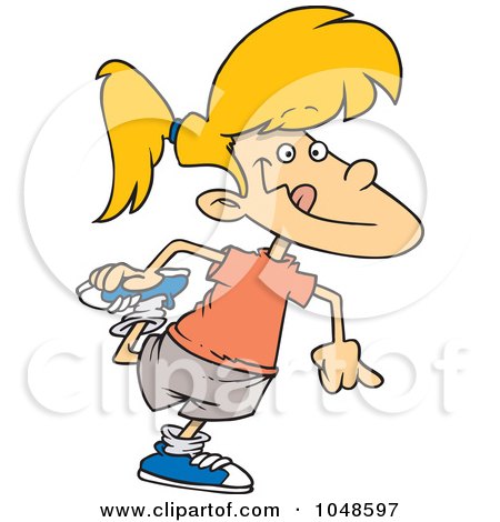 Royalty-Free (RF) Clip Art Illustration of a Cartoon Girl Stretching by toonaday