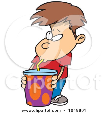 Royalty-Free (RF) Clip Art Illustration of a Cartoon Boy Sucking Soda Through A Straw by toonaday