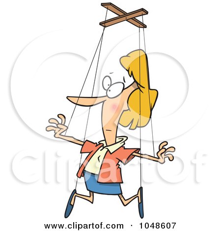 Royalty-Free (RF) Clip Art Illustration of a Cartoon Woman On Puppet Strings by toonaday