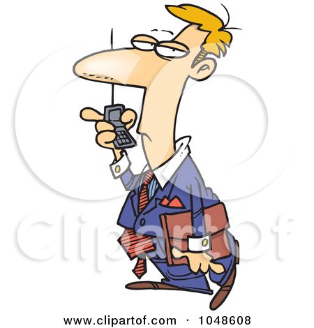 Royalty-Free (RF) Clip Art Illustration of a Cartoon Man Using Speaker Phone On His Cell by toonaday