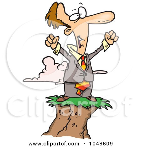 Royalty-Free (RF) Clip Art Illustration of a Cartoon Successful Businessman At The Top by toonaday