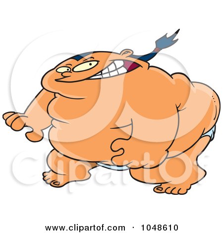 Royalty-Free (RF) Clip Art Illustration of a Cartoon Ready Sumo Wrestler by toonaday