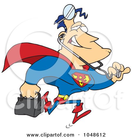 Royalty-Free (RF) Clip Art Illustration of a Cartoon Super Doctor by toonaday