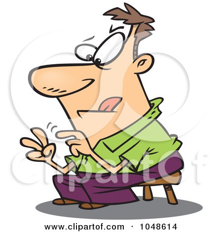 Royalty-Free (RF) Clip Art Illustration of a Cartoon Guy Subtracting With His Fingers by toonaday