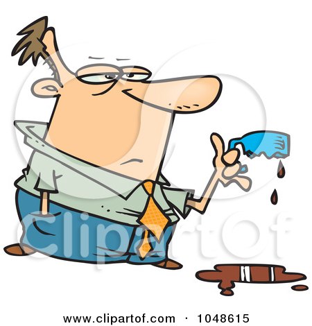 Royalty-Free (RF) Clip Art Illustration of a Cartoon Businessman Holding A Cup Melted By Strong Coffee by toonaday