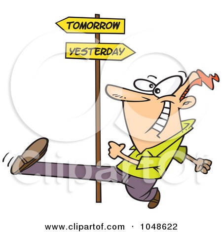 Royalty-Free (RF) Clip Art Illustration of a Cartoon Man Striding Into Tomorrow by toonaday