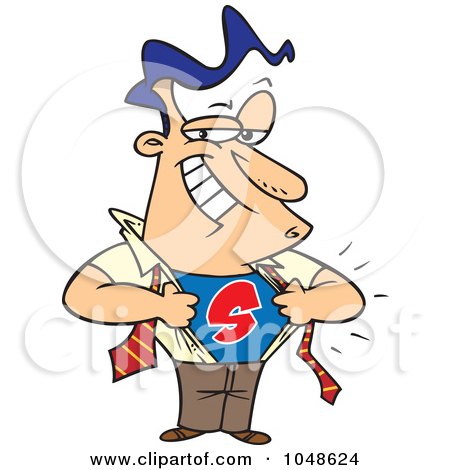 Royalty-Free (RF) Clip Art Illustration of a Cartoon Super Business Man by toonaday