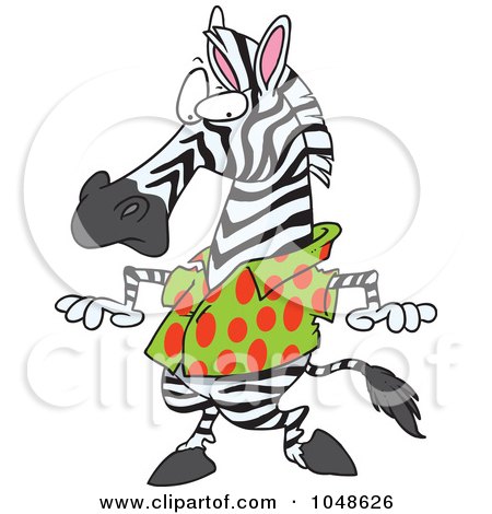 Royalty-Free (RF) Clip Art Illustration of a Cartoon Zebra Wearing A Spotted Shirt by toonaday