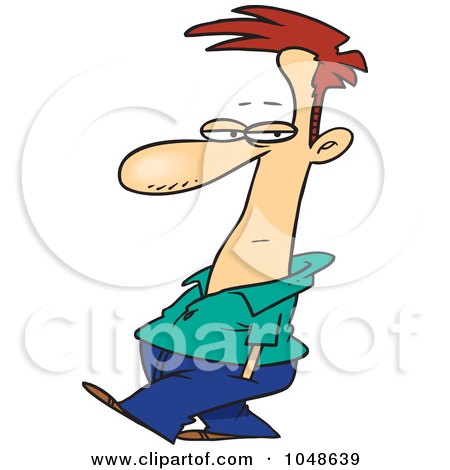 Royalty-Free (RF) Clip Art Illustration of a Cartoon Guy Strolling by toonaday