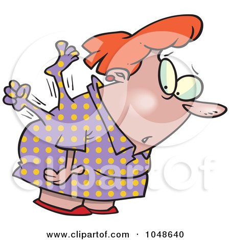 Royalty-Free (RF) Clip Art Illustration of a Cartoon Foot And Hand Struggling In A Woman's Body by toonaday