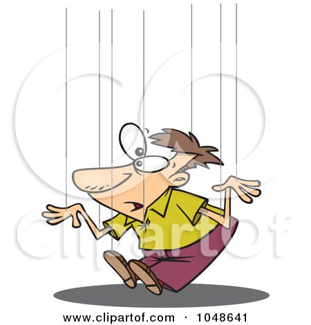 Royalty-Free (RF) Clip Art Illustration of a Cartoon Guy On Puppet Strings by toonaday
