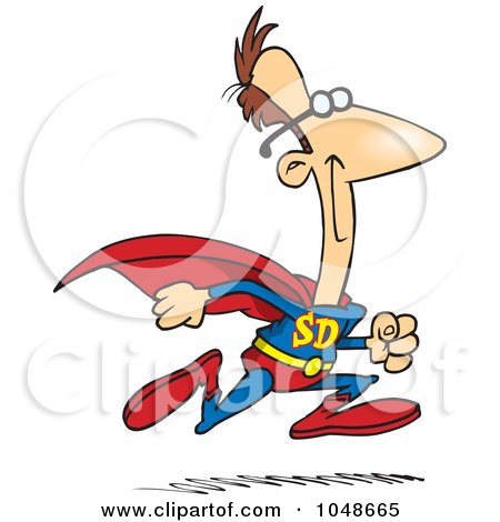 Royalty-Free (RF) Clip Art Illustration of a Cartoon Running Super Dad by toonaday