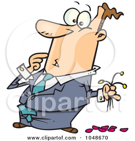 Royalty-Free (RF) Clip Art Illustration of a Cartoon Man Striking Out With Dead Flowers by toonaday