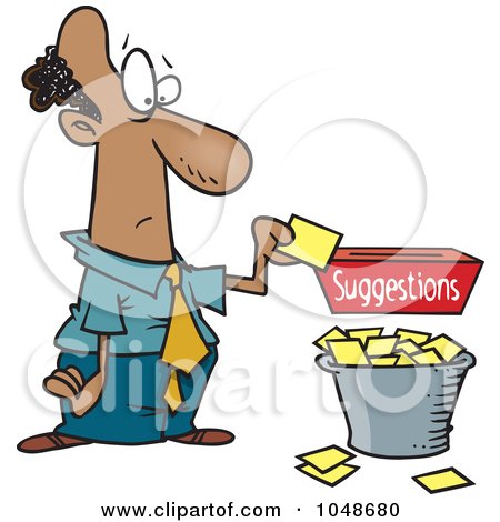 Royalty-Free (RF) Clip Art Illustration of a Cartoon Businessman Reading Suggestions by toonaday