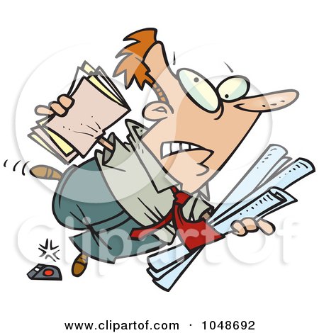 Royalty-Free (RF) Clip Art Illustration of a Cartoon Clumsy Businessman Stumbling by toonaday
