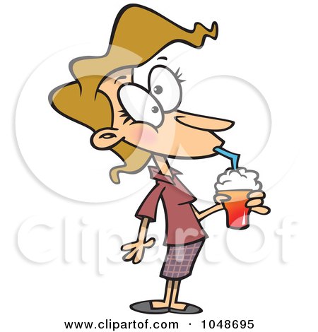 Royalty-Free (RF) Clip Art Illustration of a Cartoon Woman Drinking A Milkshake by toonaday