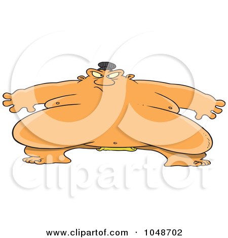 Royalty-Free (RF) Clip Art Illustration of a Cartoon Huge Sumo Wrestler by toonaday