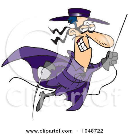 Royalty-Free (RF) Clip Art Illustration of a Cartoon Swinging Swashbuckler by toonaday