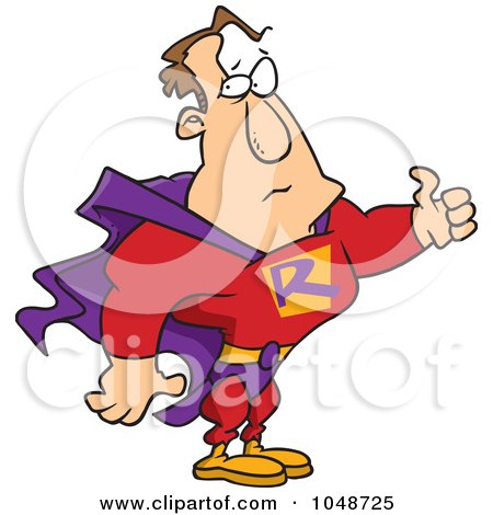 Royalty-Free (RF) Clip Art Illustration of a Cartoon Super Man Holding A Thumb Up by toonaday