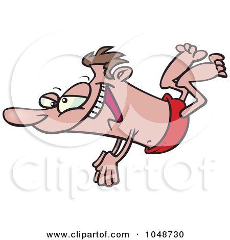 Royalty-Free (RF) Clip Art Illustration of a Cartoon Man Swan Diving by toonaday
