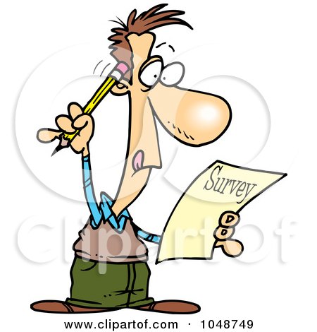 Royalty-Free (RF) Clip Art Illustration of a Cartoon Guy Taking A Survey by toonaday