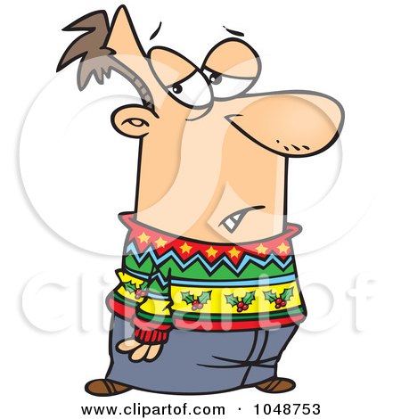 Royalty-Free (RF) Clip Art Illustration of a Cartoon Man Wearing A Festive Sweater by toonaday