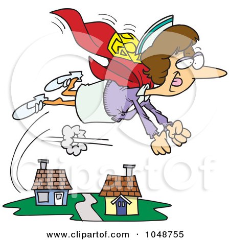 Royalty-Free (RF) Clip Art Illustration of a Cartoon Super Nurse Flying by toonaday