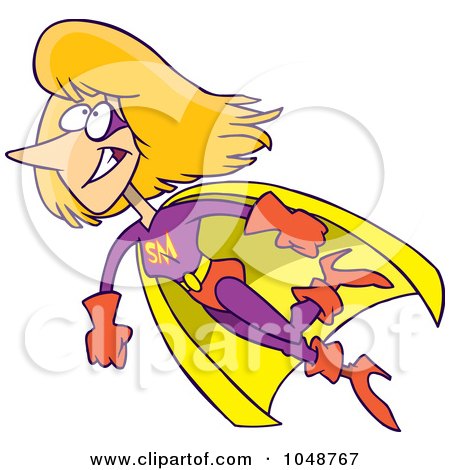 Royalty-Free (RF) Clip Art Illustration of a Cartoon Super Mom Flying by toonaday