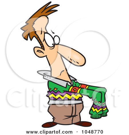 Royalty-Free (RF) Clip Art Illustration of a Cartoon Man Wearing A Long Festive Sweater by toonaday