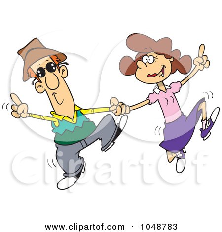 Royalty-Free (RF) Clip Art Illustration of a Cartoon Couple Swing Dancing by toonaday