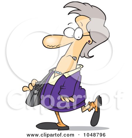 Royalty-Free (RF) Clip Art Illustration of a Cartoon Nervous Woman Walking by toonaday